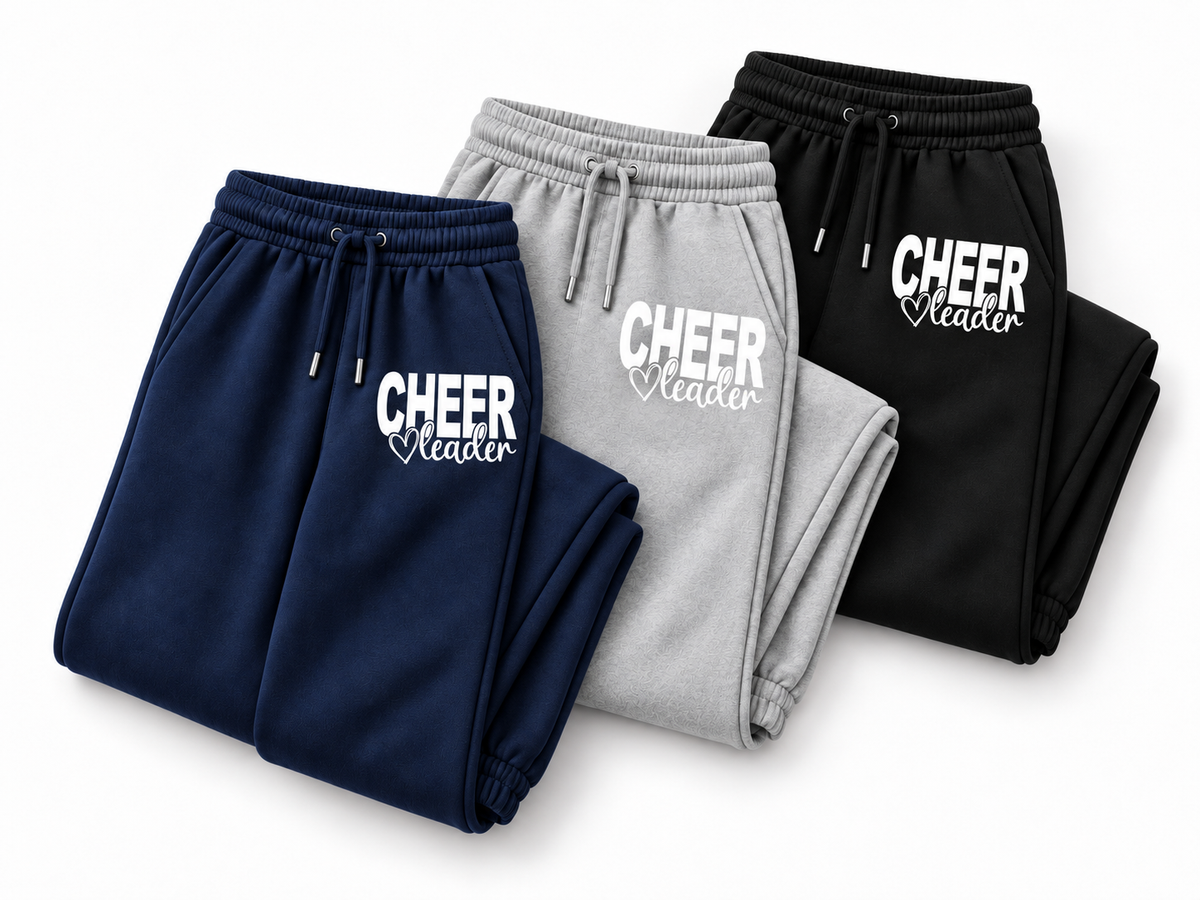 Cheerleader Heart Script Sweatpants - Navy, Grey, Black